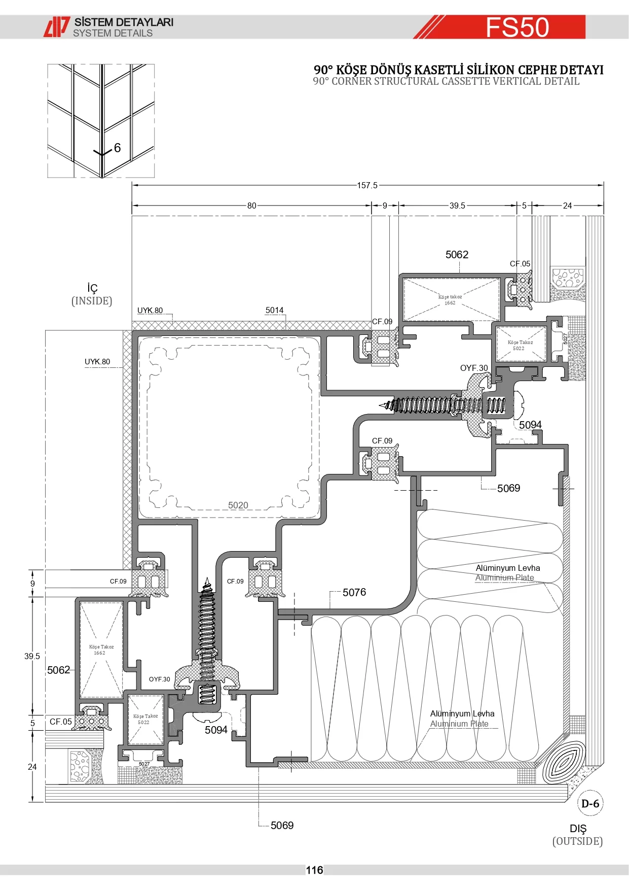 Strüktürel Silikon Giydirme Cephe Detay 6 (Köşe Detayı)